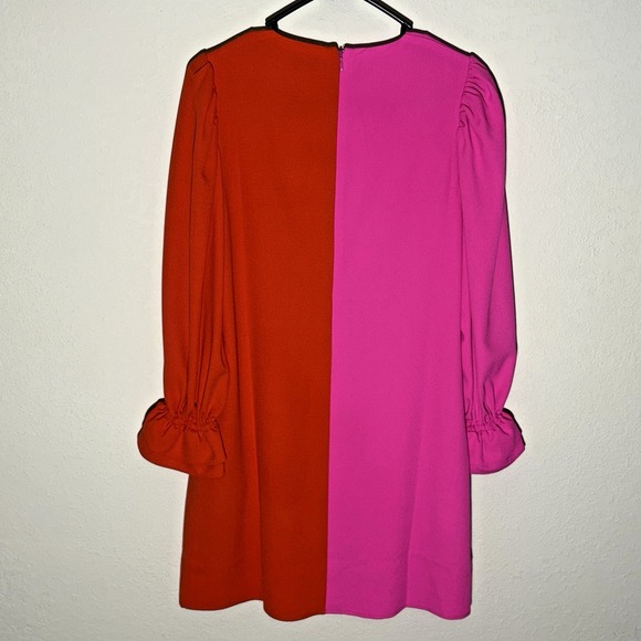 CROSBY by Mollie Burch Colorblock Pink & Red Lightning Bolt Long Sleeve Dress XS - Picture 2 of 8